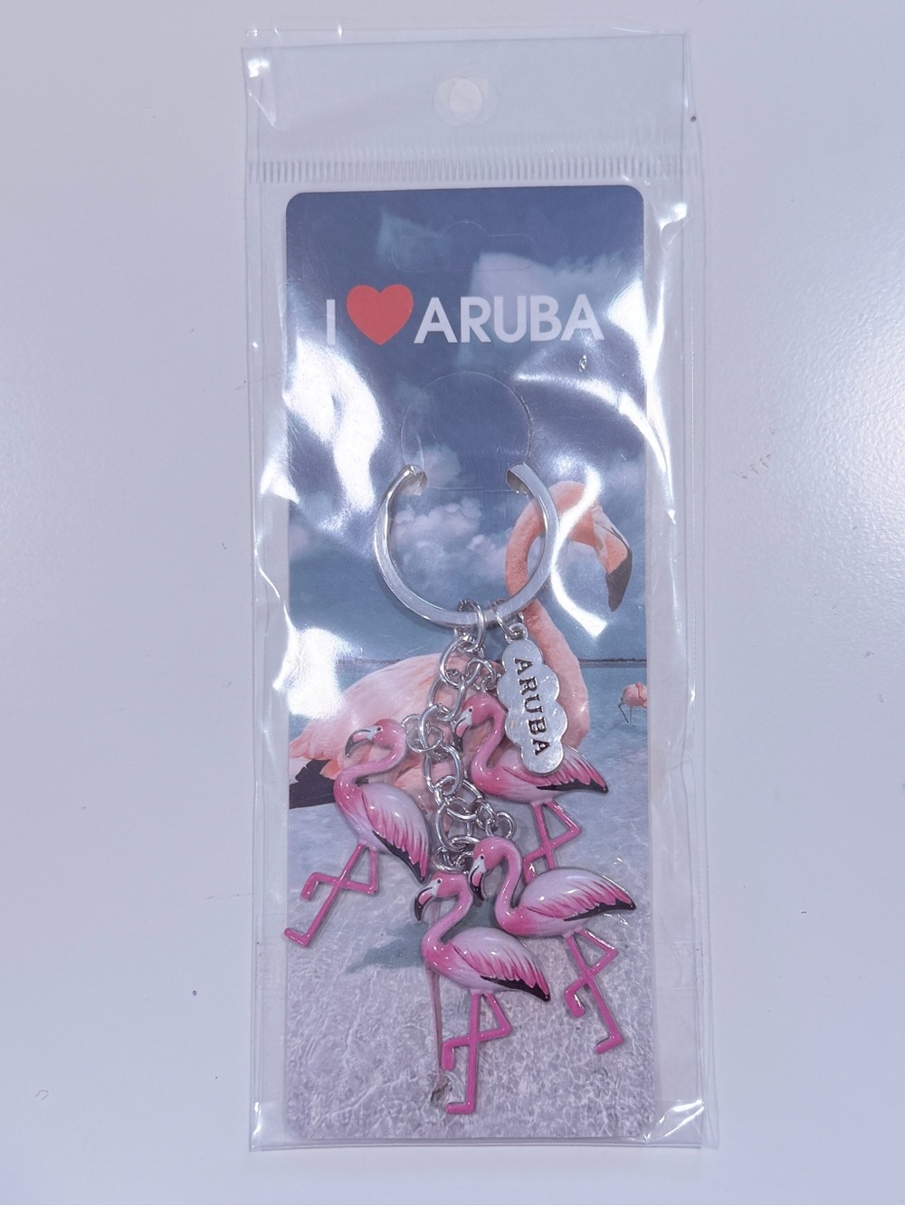 I ❤️ Aruba Pink Flamingo Keychain